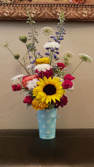 Sunflower Queen Annes Lace Rose Delphinium Gerbera